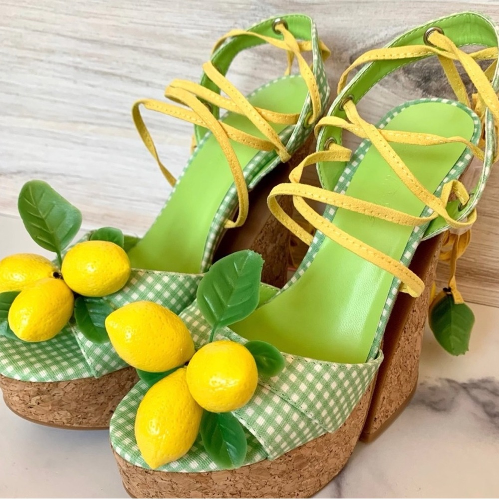 Sugar Thrillz Sour Hour Gingham Lemon Platforms